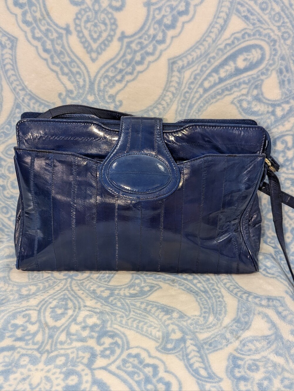 Navy Shoulder Bag with Crossbody Strap